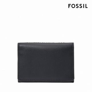 【FOSSIL 官方旗艦館】Westover 真皮輕巧短夾/名片夾-藍色 ML4642545(禮盒組附鐵盒)