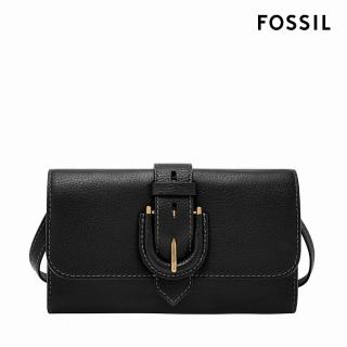 【FOSSIL 官方旗艦館】Harwell 真皮WOC長夾斜揹包-黑色 ZB11001001