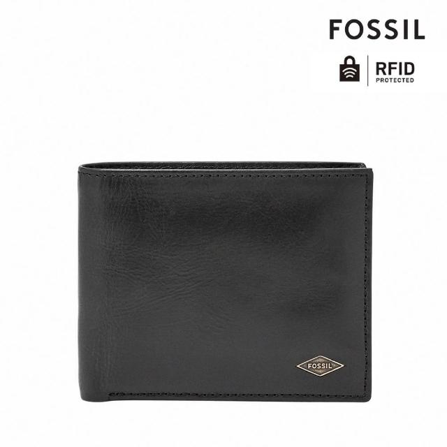 【FOSSIL 官方旗艦館】Ryan 黑色真皮實用RFID皮夾 男 短夾ML3829001(禮盒組附鐵盒)