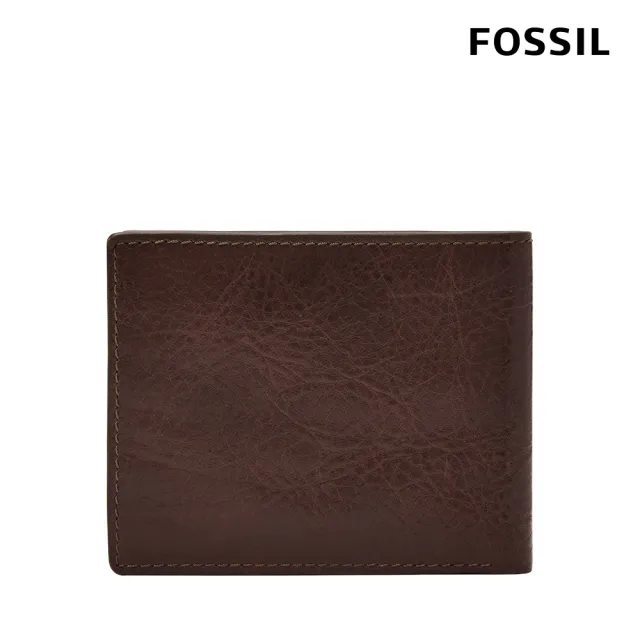 【FOSSIL】Bronson 圖騰壓紋真皮證件格皮夾-義式咖啡色 ML4563206 (禮盒組附鐵盒)