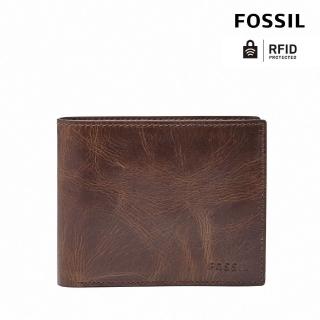 【FOSSIL 官方旗艦館】Derrick 深棕色真皮大零錢袋RFID皮夾 男ML3687201(禮盒組附鐵盒)