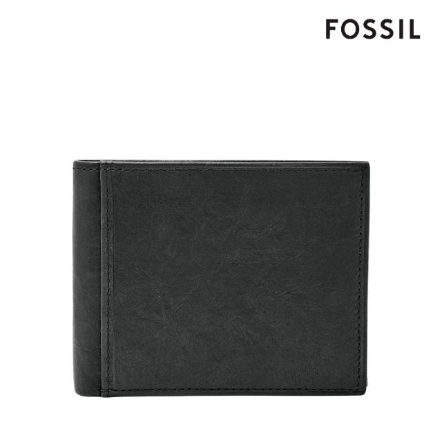 【FOSSIL 官方旗艦館】Ingram 格蘭基本款實用黑色皮夾 ML3784001(禮盒組附鐵盒)