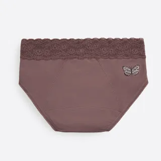 【Anden Hud】Antique．蕾絲中腰生理褲(莓果棕-刺繡蝴蝶)