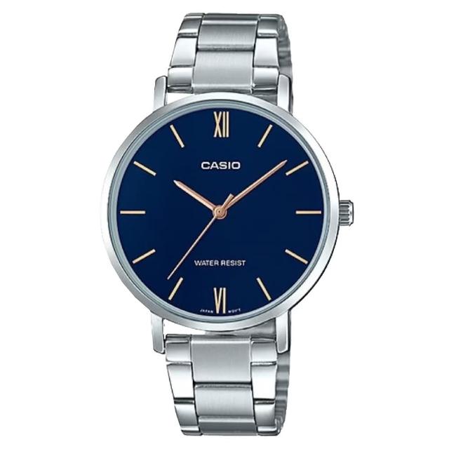 【CASIO 卡西歐】氣質文青鋼帶女錶(LTP-VT01D-2B)