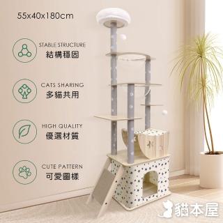 【貓本屋】星星款 加大貓屋 隧道吊床豪華雙太空艙貓跳臺(180cm)