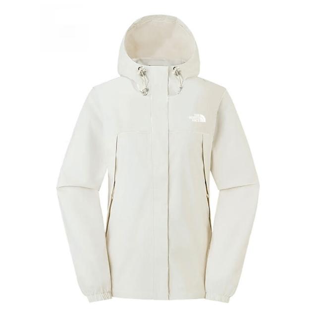 【The North Face】外套 女款 運動連帽外套 衝鋒衣 透氣 防潑水 W ANTORA RAIN JACKET 米白 NF0A8DFAQLI