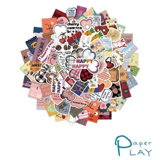 【Paper Play】創意多用途防水貼紙-趣味INS風格可愛圖樣 90枚入(防水貼紙 行李箱貼紙 手機貼紙 水壺貼紙)