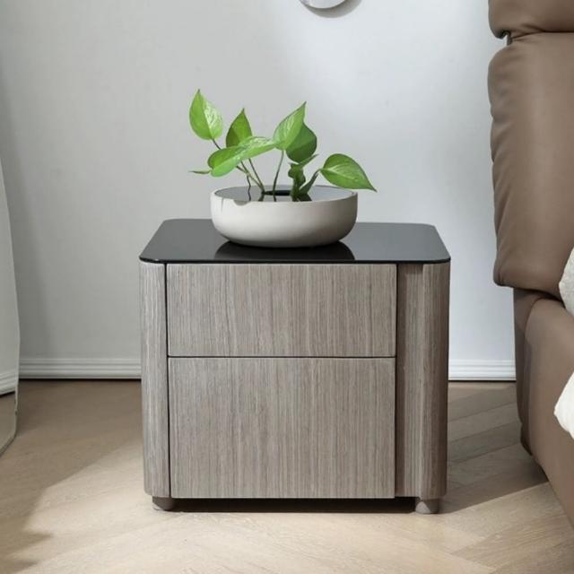 Taoshop 淘家舖 QY - 黑木之巔密度櫃體烤漆邊櫃床頭櫃 QY-CTG77 50*40*43cm