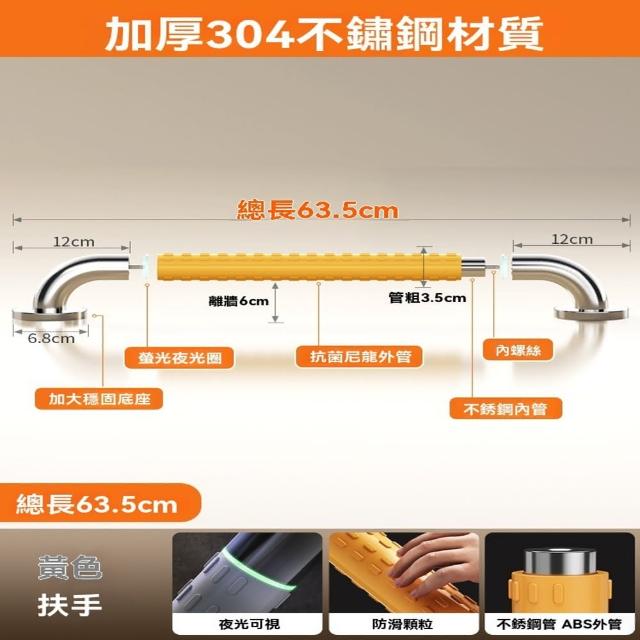 【樂多家居】60CM塑鋼組合 扶手 欄杆 安全扶手 衛生間扶手(防滑顆粒 不鏽鋼材質)