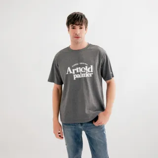 【Arnold Palmer 雨傘】中性款-傘LOGO植絨印花T-Shirt-白色(灰色)