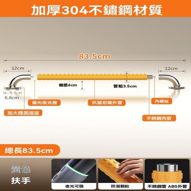 【樂多家居】80CM塑鋼組合 扶手 欄杆 安全扶手 衛生間扶手(防滑顆粒 不鏽鋼材質)