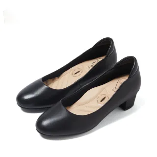 【DIANA】漫步雲端高枕無憂B款-4cm杏仁微尖頭楦粗跟制鞋(黑色)