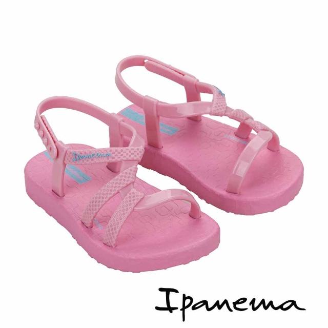 【IPANEMA】特殊紋交叉細帶涼拖鞋-幼童(藕粉色)