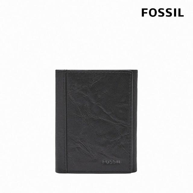 【FOSSIL 官方旗艦館】Neel 真皮多功能三折皮夾 男 短夾-黑色 ML3869001(禮盒組附鐵盒)