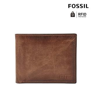 【FOSSIL 官方旗艦館】Derrick 棕色真皮RFID皮夾證件套 男 皮夾 ML3771200(禮盒組附鐵盒)