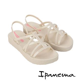 【IPANEMA】多層次交叉細帶涼拖鞋(米色)
