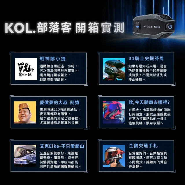 【Philo 飛樂】4入組 Jazz5 全混音長距離 安全帽藍芽耳機 (藍芽耳機/無限藍芽耳機 /安全帽)