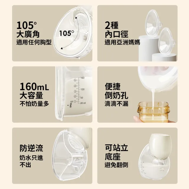 【Snowbear 小白熊】智允 免手持穿戴電動吸乳隱形杯組(擠乳器 吸乳器 擠奶器 電動吸乳器 集乳器 吸奶器)