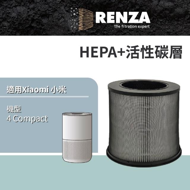 【RENZA】適用 Xiaomi 小米 4 Compact 空氣淨化器 空氣清淨機(HEPA+活性碳 濾網 濾芯 濾心)