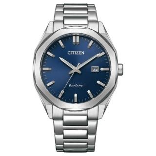 【CITIZEN 星辰】GENTS系列 光動能 八角形 簡約時尚不鏽鋼腕錶/藍色41mm(BM7600-81L)