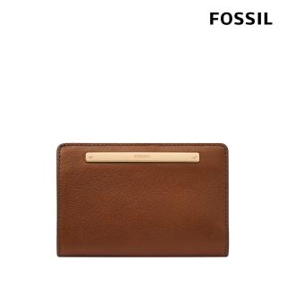 【FOSSIL 官方旗艦館】Liza 輕巧型真皮短夾-咖啡色X金飾片 SL7986G200