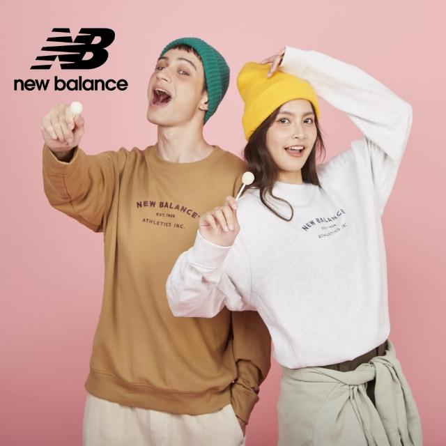 【NEW BALANCE】NB 刺繡文字長袖上衣_淺灰/棕_MT43558AHH_MT43558GIN_男性(美版 版型偏大)