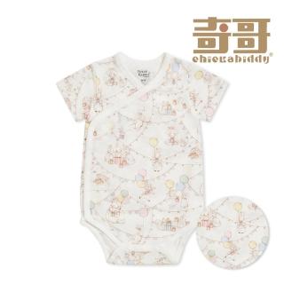 【奇哥】比得兔 嬰幼童裝 生日快樂短袖開襟包屁衣/兔裝-天絲洞感緹花布(3-6個月)