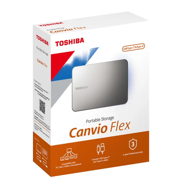【TOSHIBA 東芝】Canvio Flex X2 4TB 2.5吋外接式硬碟(USB3.2/三年保固/銀)