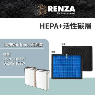 【RENZA】適用 Whirlpool 惠而浦 DS202HDTW DS242HCTW 節能清淨除濕機(HEPA+活性碳 濾網 濾芯 濾心)