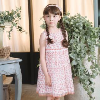 【ANNY’S 安妮公主】滿滿小花蕾絲編織腰帶春夏款無袖洋裝(3157桔色)