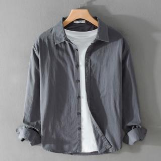 【米蘭精品】現貨+預購 襯衫長袖上衣(簡約寬鬆純棉男裝7色74jt2)