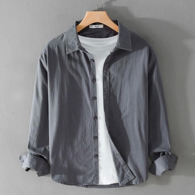 【米蘭精品】現貨+預購 襯衫長袖上衣(簡約寬鬆純棉男裝7色74jt2)