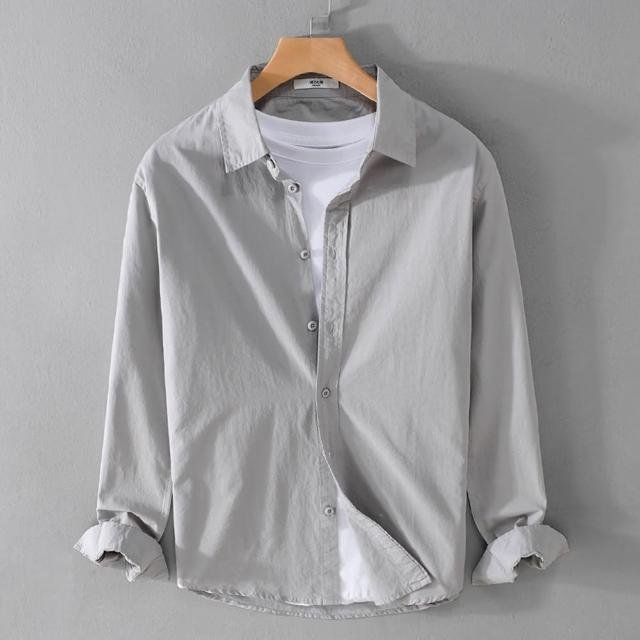 【米蘭精品】現貨+預購 襯衫長袖上衣(寬鬆休閒素色純棉男裝6色74jt10)