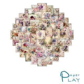【Paper Play】創意多用途防水貼紙-復古花攢綺簇古典花朵 60枚入(防水貼紙 行李箱貼紙 手機貼紙 水壺貼紙)