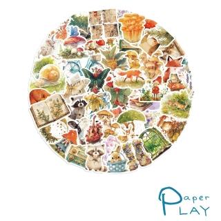 【Paper Play】創意多用途防水貼紙-童話動物卡通塗鴉 50枚入(防水貼紙 行李箱貼紙 手機貼紙 水壺貼紙)