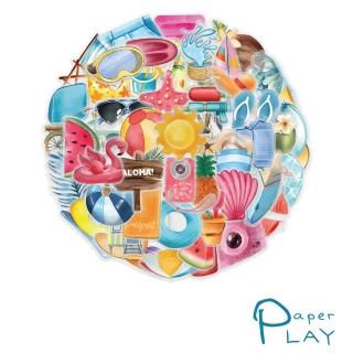 【Paper Play】創意多用途防水貼紙-繽紛夏季小物件 50枚入(防水貼紙 行李箱貼紙 手機貼紙 水壺貼紙)