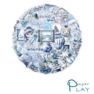【Paper Play】創意多用途防水貼紙-浪漫繽紛藍色冬季 50枚入(防水貼紙 行李箱貼紙 手機貼紙 水壺貼紙)