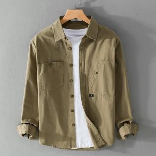 【米蘭精品】現貨+預購 襯衫長袖上衣(簡約休閒工裝純棉男裝3色74jt35)