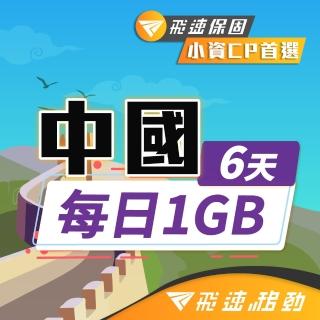 【飛速移動】中港澳6天｜每日1GB 高速流量吃到飽(中國網絡卡 中國 香港 澳門 網路 網絡卡 上網 sim卡)