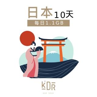 【KarDear】日本10天SIM卡 每日1.1GB高速流量 降速吃到飽(日本網絡卡 支援熱點分享)