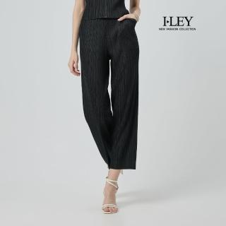 【ILEY 伊蕾】率性壓褶直筒長褲(黑；M-2L；1252566604)