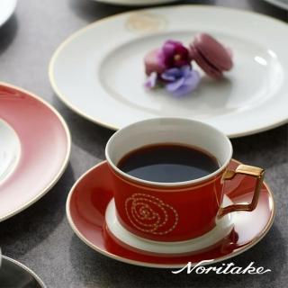 【NORITAKE】玫瑰紅金邊系列-骨瓷咖啡單客杯(限量新品上市 禮盒組)