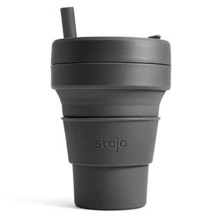 【Stojo】隨行杯 Stojo 吸攜杯 16oz 石炭灰(車麗屋)