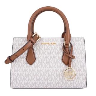 【Michael Kors】SHEILA系列 防刮牛皮皮革 金字LOGO 斜背/肩背 三層 黛妃包 斜揹包(字母白)