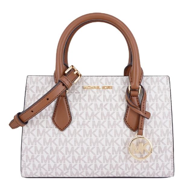 【Michael Kors】SHEILA系列 防刮牛皮皮革 金字LOGO 斜背/肩背 三層 黛妃包 斜背包(字母白)