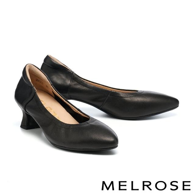 【MELROSE】美樂斯 內斂素雅柔軟全真皮尖頭高跟鞋(黑)