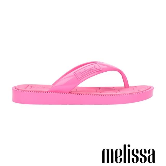 【Melissa】夾腳LOGO格紋底拖鞋(桃色)