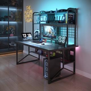 【Easy buy 居家生活】工業風雙層置物架電腦桌 工作桌(學習桌 書桌 辦公桌 電腦桌 電競桌)