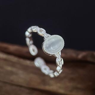 【LEESA】開口戒指\生日禮物\水晶戒指\白水晶\ins戒指\個性戒指\925純銀戒指\銀戒指\通體純銀\戒指女生\