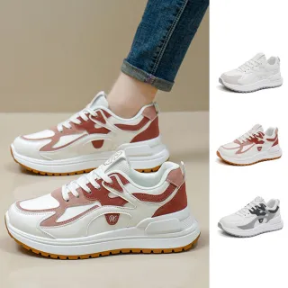 【J&H collection】經典舒適配色拼接厚底老爹鞋 休閒鞋(粉色 / 灰色 / 米色)